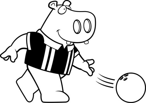 Cartoon Hippo Bowling