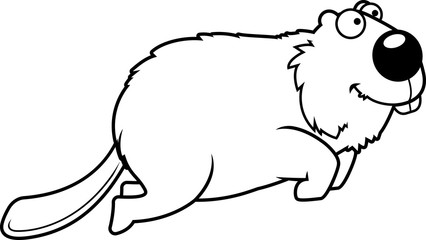 Cartoon Beaver Jumping