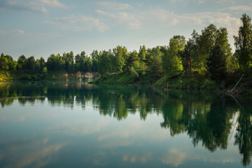 Fototapeta na wymiar Turquoise lake Wapienniki near Sulejow, Lodzkie, Poland