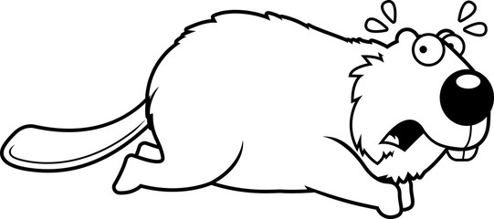Cartoon Beaver Running Away