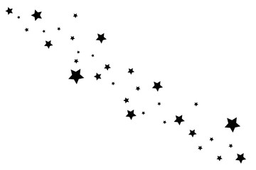 Black Shooting Star with Elegant Star Trail on White Background