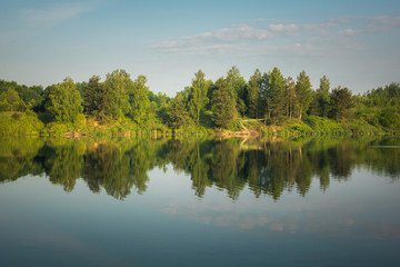Turquoise lake Wapienniki near Sulejow, Lodzkie, Poland