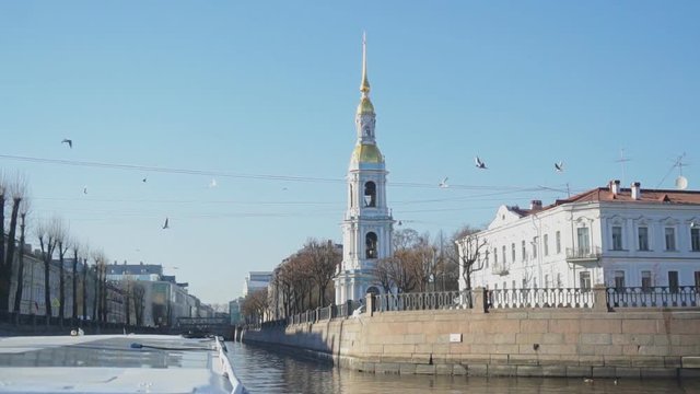 Kryukov canal and bell tower of St. Nicholas Cathedral in Saint-Petersburg.
