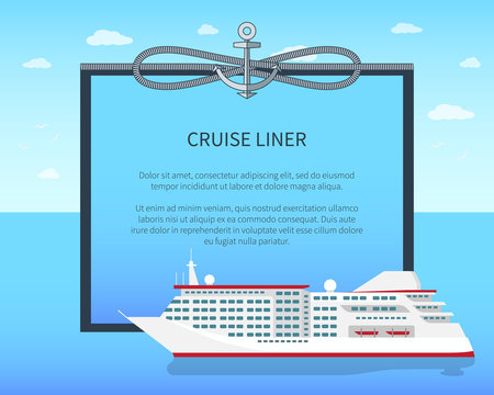 Cruise Liner Colorful Banner Vector Illustration