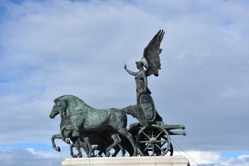 The Altare della Patria or Il Vittoriano, is a monument built in honor of Victor Emmanuel, the first king of a unified Italy, located in Rome.  Quadriga