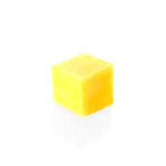 mango slice cubes isolated on white background