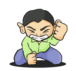 悔しさで拳を叩きつける男性