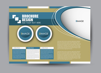 Flyer, brochure, billboard template design landscape orientation for education, presentation, website. Green and blue color. Editable vector illustration.