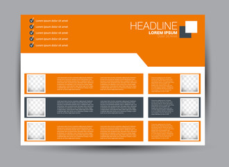Flyer, brochure, billboard template design landscape orientation for education, presentation, website.  Orange color. Editable vector illustration.
