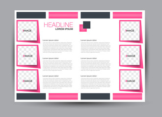 Fototapeta premium Flyer, brochure, billboard template design landscape orientation for education, presentation, website. Pink color. Editable vector illustration.