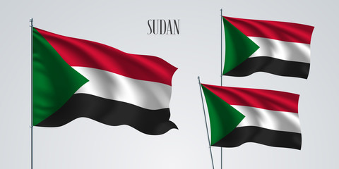 Sudan waving flag set of vector illustration