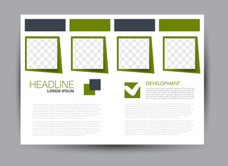 Flyer, brochure, billboard template design landscape orientation for education, presentation, website.  Green color. Editable vector illustration.