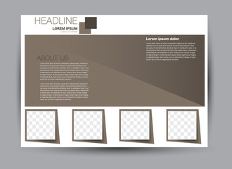 Flyer, brochure, billboard template design landscape orientation for education, presentation, website.  Brown color. Editable vector illustration.