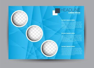 Flyer, brochure, billboard template design landscape orientation for education, presentation, website.  Blue color. Editable vector illustration.