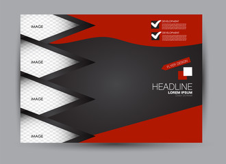 Flyer, brochure, billboard template design landscape orientation for education, presentation, website.  Red and black color. Editable vector illustration.