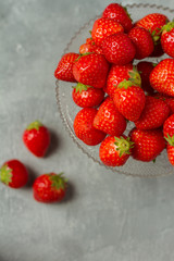Fresh strawberries on a glas plate, plateau. Isolated.