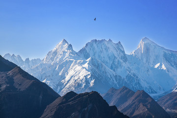 Rakaposhi is a high and beautiful mountain in the Karakoram Mountains of Pakistan.