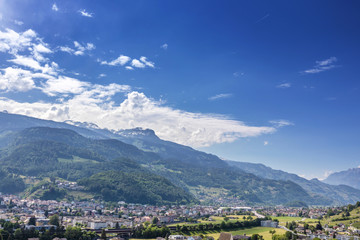 Fototapeta premium Mountains view in Alps. Swiss landscape