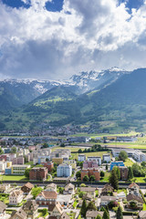 Fototapeta na wymiar Mountains view in Alps. Swiss landscape