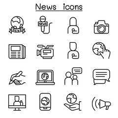 Fototapeta premium News icon set in thin line style