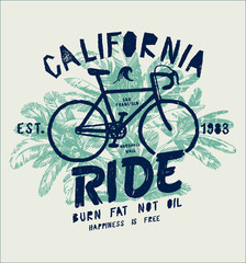 Obraz premium california ride bicycle palm-tree tropical bike print