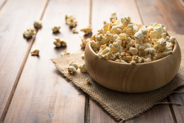 Popcorn in a wooden cup