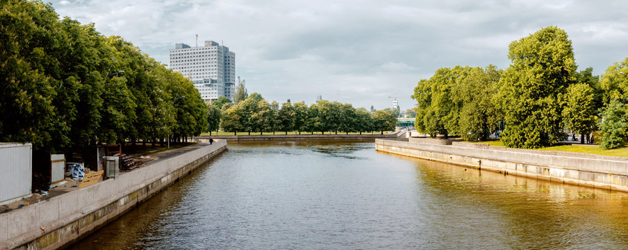 Panorama view of the Kaliningrad city with Kant`s island