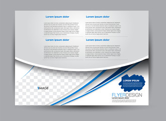 Flyer, brochure, billboard template design landscape orientation for business, education, school, presentation, website. Blue color. Editable vector illustration.