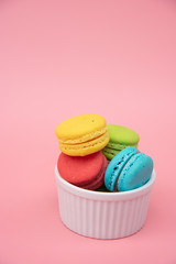 French macaroons with old vintage style present for sweet dessert on snack for happy meal and free time