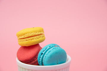 French macaroons with old vintage style present for sweet dessert on snack for happy meal and free time