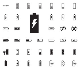 Battery vector illustration icons set.
