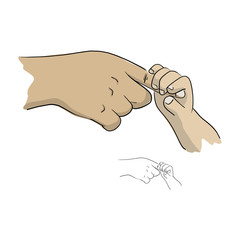 hand of mother holding baby vector illustration sketch doodle hand drawn with black lines isolated on white background