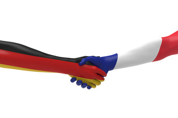 German French Handshake Bilateral talks 3D render