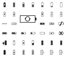 Battery vector illustration icons set.