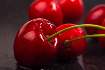 large ripe red sweet cherries