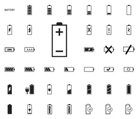 Battery vector illustration icons set.