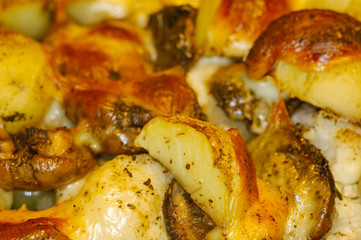 baked in the oven potatoes, cauliflower, mushrooms