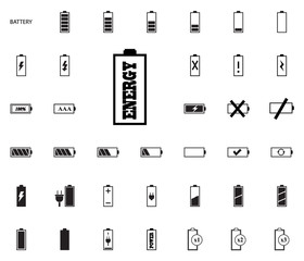 Battery vector illustration icons set.