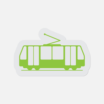 simple green icon - tram, streetcar