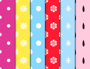 Flowers easter foliage vector dots seamless pattern background geometric flat style natural greeting holidays card illustration