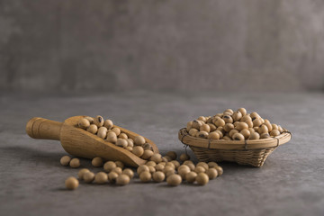 healthy soybean on dark background