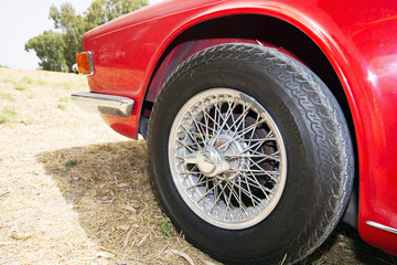 ISRAEL, PETAH TIQWA - MAY 14, 2016:  Exhibition of technical antiques. Front  tire in Petah Tiqwa,...