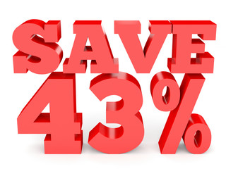 Forty three percent off. Discount 43 %.