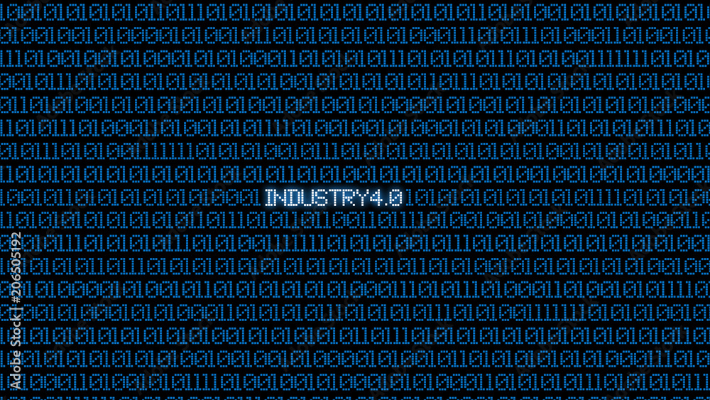 Fototapete industrial 4.0 blue digital matrix bacgkground. abstract background and technology concept. smart ne
