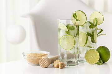 Two mojito cocktails