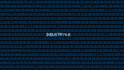 Industrial 4.0 Blue digital matrix bacgkground. Abstract background and Technology concept. Smart network connection and Internet of thing theme. Gear and World map background.