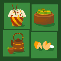 Chinese cuisine tradition food dish delicious asia dinner meal china lunch cooked vector illustration