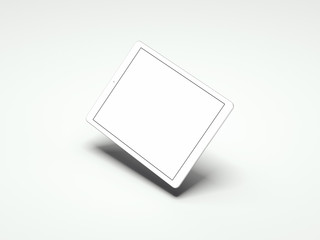 Realistic tablet with white screen on white background, 3d rendering