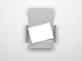 Realistic opened envelope with white paper card, 3d rendering