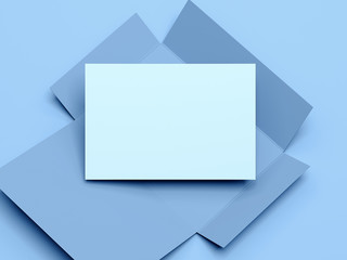 Realistic opened envelope with white paper card, 3d rendering